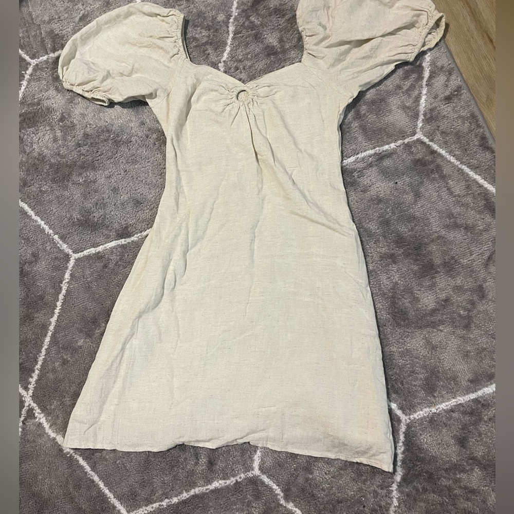 Tan neutral linen dress